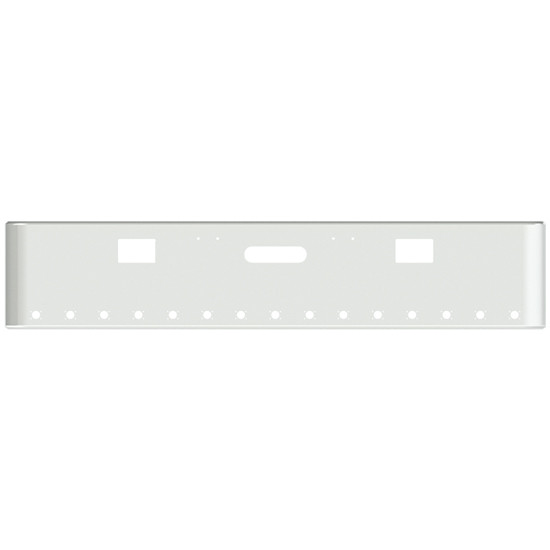 18 Inch Chrome Steel Rolled End Texas Bumper Kit With Center Tow, Outer Hook Holes, Mounting Holes, And 15 M3 Or P3 Light Holes For Freightliner Classic 120 / Xl 13