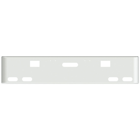 20 Inch Chrome Rolled End American Eagle Bumper With Holes For Mounting, Hooks, Tow And 4 Oval Lights For Freightliner Classic 2000-2002