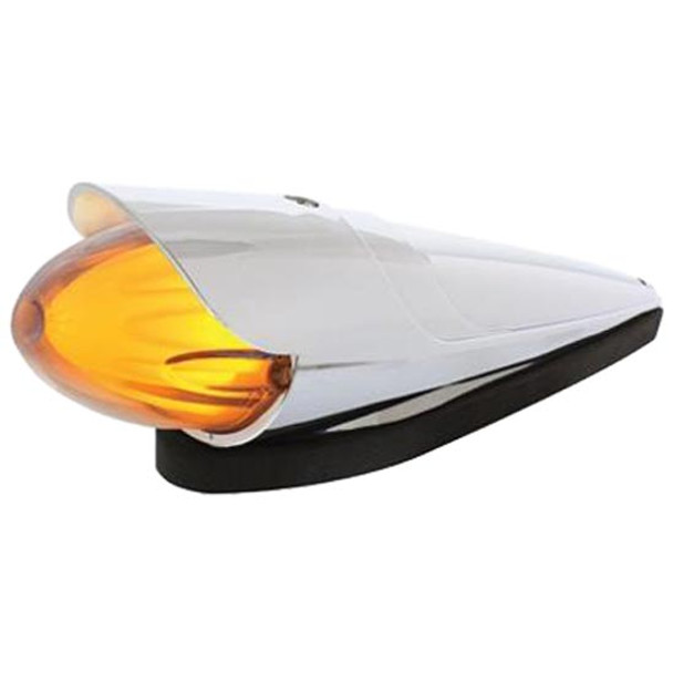 9 LED Dual Function GloLight Grakon 1000 Style Cab Light Kit W/ Watermelon Style Lens & Visor - Amber LED/ Clear Lens