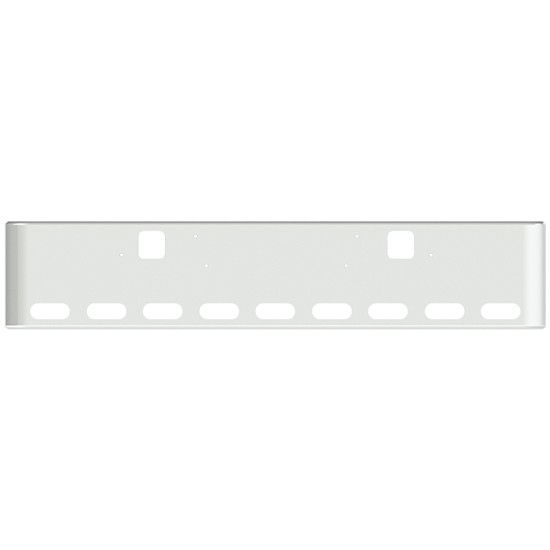 18 Inch Chrome Texas Rolled End Bumper With Hook, 9 Oval Light Holes For Freightliner Classic 2002-2007