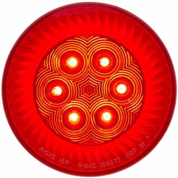 16 LED 4 Inch Round Stop, Turn, Tail Turbine Light - Red LED/ Red Lens