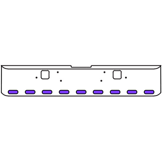 18 Inch 7-Gauge Chrome Plated Steel Texas Square Bumper Kit With Amber And Purple/Clear Lens With Bezels And Visors For Freightliner Classic 2002-2007