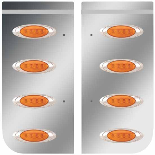 Stainless Steel Cowl Panels W/ 8 P1 Amber/Amber LEDs For Kenworth W900B, W900L