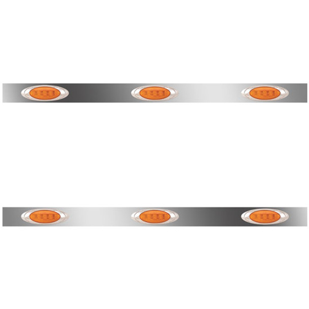 Stainless Steel Sleeper Panels W/ 6 M1 Amber/Amber LEDs For 62 inch Kenworth W900L Sleeper