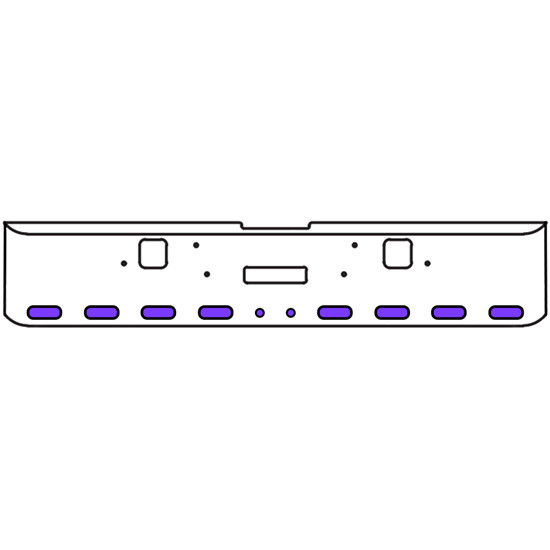 18 Inch 7-Gauge Chrome Plated Steel Texas Square Bumper Kit With Amber And Purple/Clear Lens With Bezels And Visors For Freightliner Classic 2002-2007