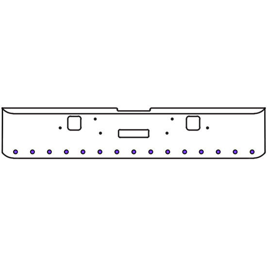 18 Inch 7-Gauge Chrome Plated Steel Texas Square Bumper Kit With Amber To Purple Aux Lights With Bezels And Visors For Freightliner Classic 2002-2007