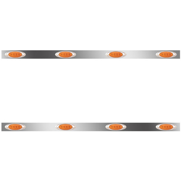72 Inch Stainless Steel Sleeper Panels W/ 8 P1 Amber/Amber LEDs For Kenworth T600, T800, W900