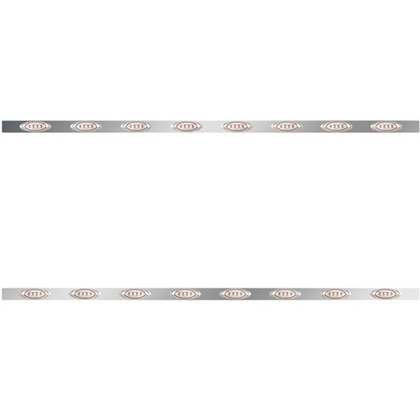 Stainless Steel Sleeper Panels W/ 16 P1 Amber/Clear LEDs For Kenworth W900L W/ 86 Inch Sleeper