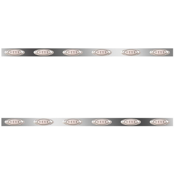 3 Inch Stainless Steel Sleeper Panels W/ 12 P1 Amber/Clear LEDs For Kenworth W900L W/ 72 Inch Sleeper