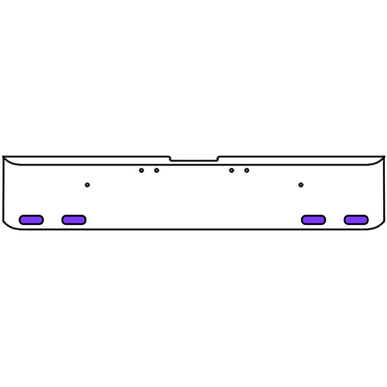 20 Inch Chrome Texas Square Rolled End Bumper With 4 Oval Dual Function Auxiliary Amber To Purple Lights For Freightliner Classic 2002-2007