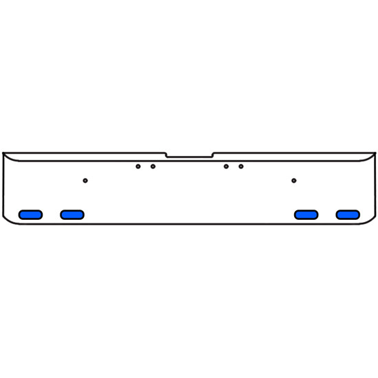 20 Inch Chrome Texas Square Rolled End Bumper With 4 Oval Dual Function Auxiliary Amber To Blue Lights For Freightliner Classic 2002-2007