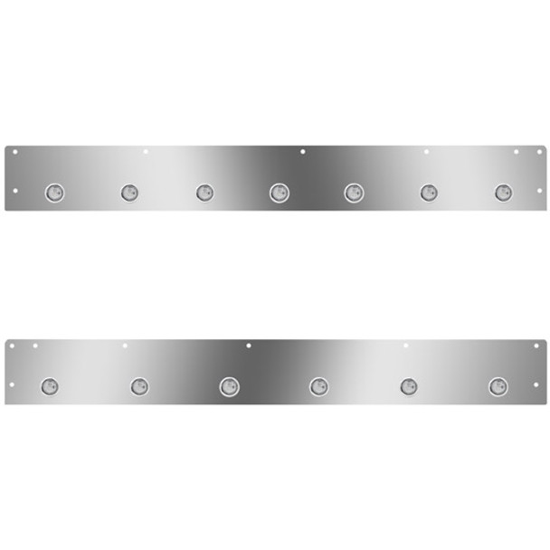 5 Inch Stainless Steel Cab Panel W/ 12 - 3/4 Inch Amber/Clear LED Lights For Kenworth W900L, T800 - Pair