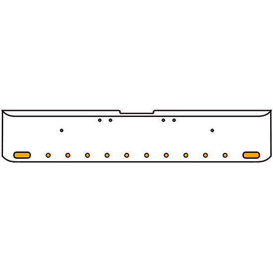 22 Inch Chrome Texas Square Rolled End Bumper With 2 Oval Clearance/ Marker/ Turn Amber/Clear Lights 10-2 Inch Round, And For Freightliner Classic 2002-2007