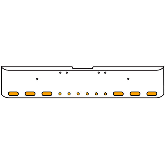 22 Inch Chrome Texas Square Rolled End Bumper With 6 Oval Clearance/ Marker/ Turn Amber/Clear Lights 6-2 Inch Round, And For Freightliner Classic 2002-2007