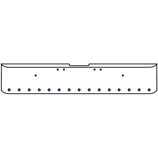 22 Inch Chrome Texas Square Rolled End Bumper With Dual Function Auxiliary Amber To Blue Lights 15-2 Inch Round, And For Freightliner Classic 2002-2007