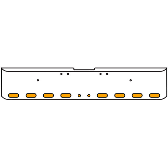 22 Inch Chrome Texas Square Rolled End Bumper With 8 Oval Clearance/ Marker/ Turn Amber/Clear Lights 2-2 Inch Round, And For Freightliner Classic 2002-2007