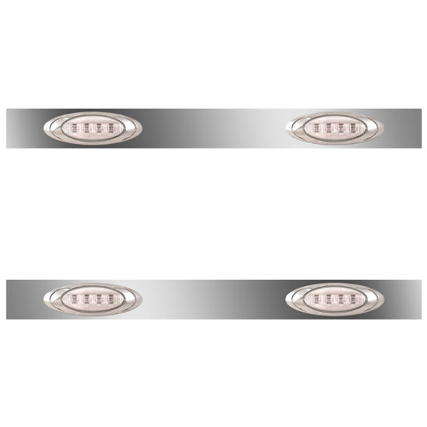 38 Inch Stainless Steel Sleeper Panels W/ 4 P1 Amber/Clear LEDs For Kenworth T800, W900 Aerocab