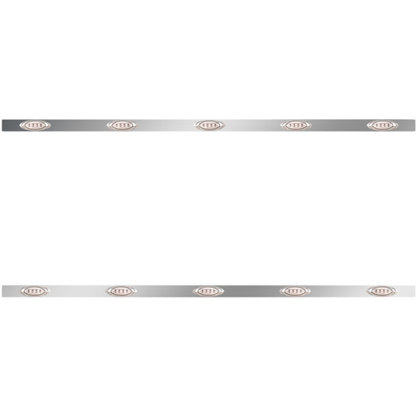 86 Inch Stainless Steel Sleeper Panels W/ Fuel Doors, 10 P1 Amber/Clear LEDs, 14 Inch Spacing For Kenworth T800, W900 1995 - 2006