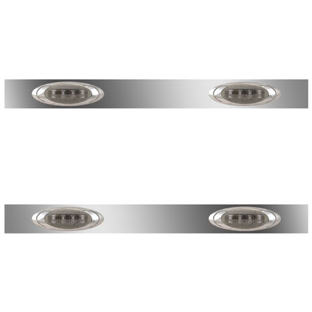 38 Inch Stainless Steel Sleeper Panels W/ 4 P1 Amber/Smoked LEDs For Kenworth T800, W900 Aerocab