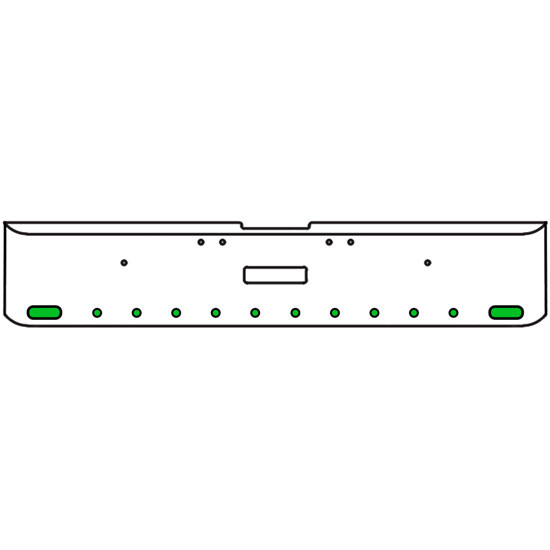 18 Inch Chrome Texas Square Rolled End Bumper Tow/Hitch Holes With 2 Oval Dual Function Auxiliary Amber To Green Lights 10-2 Inch Round, And For Freightliner Classic 2002-2007