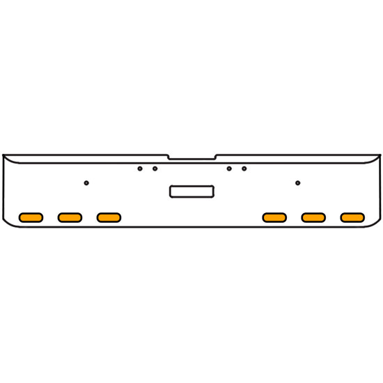 18 Inch Chrome Texas Square Rolled End Bumper Tow/Hitch Holes With 6 Oval Clearance/ Marker/ Turn Amber/Clear Lights For Freightliner Classic 2002-2007