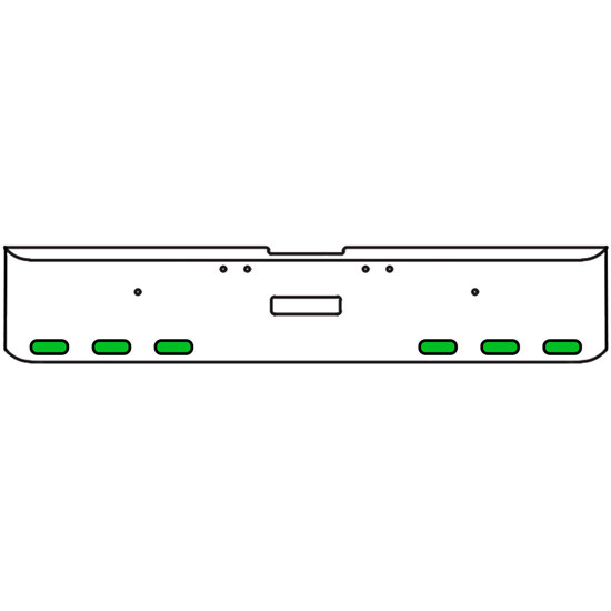 18 Inch Chrome Texas Square Rolled End Bumper Tow/Hitch Holes With 6 Oval Dual Function Auxiliary Amber To Green Lights For Freightliner Classic 2002-2007