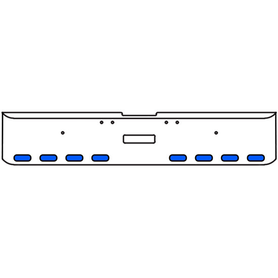 18 Inch Chrome Texas Square Rolled End Bumper Tow/Hitch Holes With 8 Oval Dual Function Auxiliary Amber To Blue Lights For Freightliner Classic 2002-2007