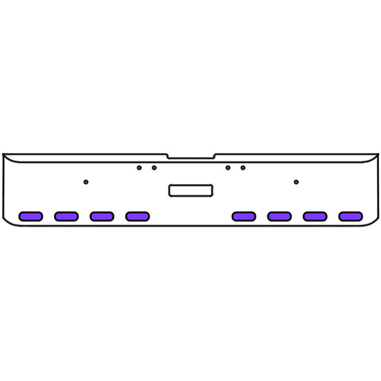 18 Inch Chrome Texas Square Rolled End Bumper Tow/Hitch Holes With 8 Oval Dual Function Auxiliary Amber To Purple Lights For Freightliner Classic 2002-2007