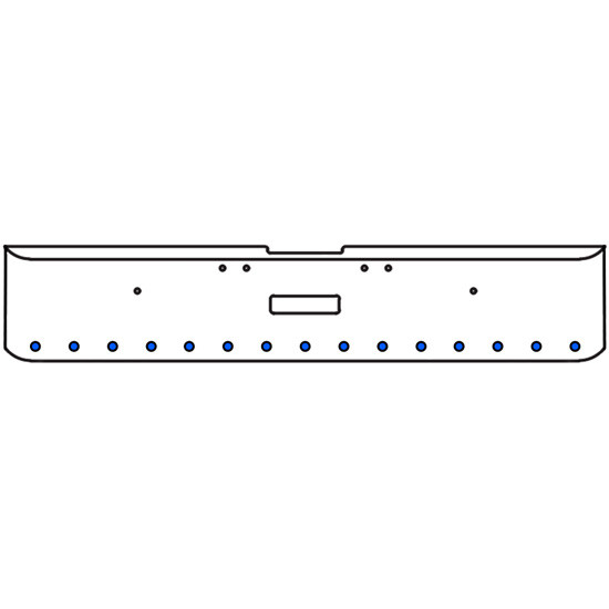 18 Inch Chrome Texas Square Rolled End Bumper With Center Tow Hole, 15 Rnd 2 Inch Amber/Blue Dual Revolution Lights With Visors For Freightliner Classic 120, 132 Xl