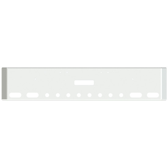 18 Inch Chrome Road Runner Mitered End Bumper With Tow, 4 Oval And 8 - 2 Inch Rnd Light Holes For Freightliner Classic 120, Xl 132