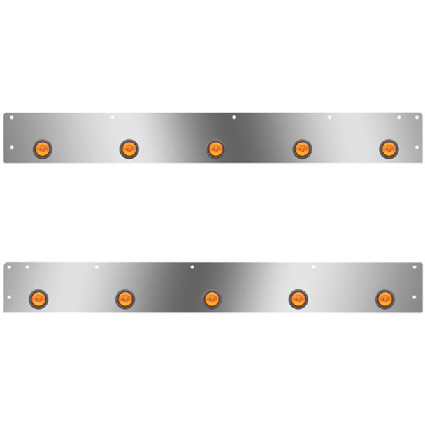 Stainless Steel Cab Panels W/ 10 - 2 Inch Amber/Amber LEDs For Kenworth T800, W900