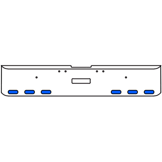 20 Inch Chrome Texas Square Rolled End Bumper Kit With Center Tow Hole, 6 Oval Amber-Blue Dual Revolution Lights Without Visor For Freightliner Classic 120/132 Xl
