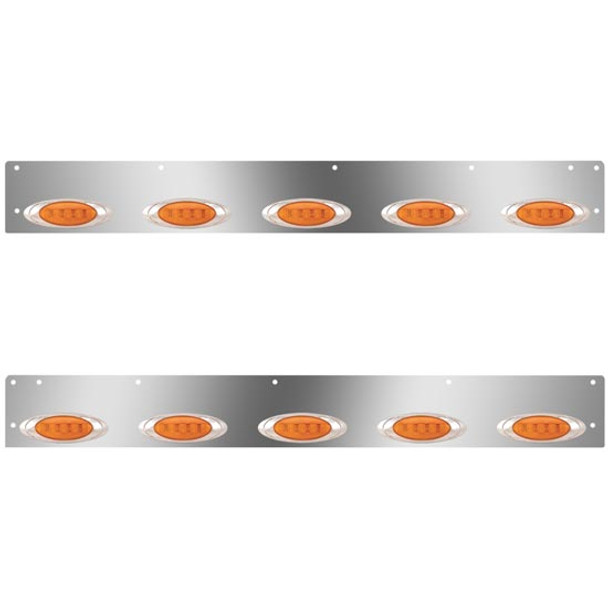 Stainless Steel Cab Panels W/ 10 P1 Amber/Amber LEDs For Kenworth T800, W900