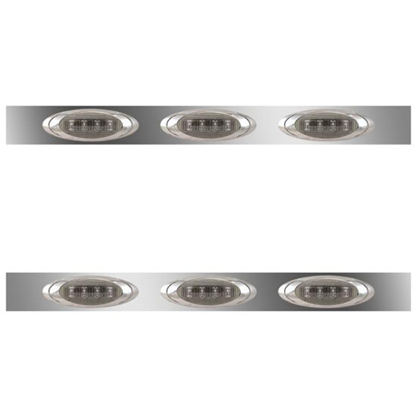 42 Inch Stainless Steel Non-Aero Sleeper Panels W/ 6 P1 Amber/Smoked LEDs For Kenworth T800, W900