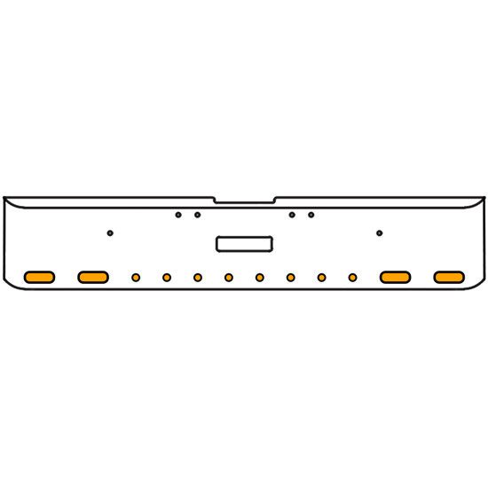 22 Inch Chrome Texas Rolled End Bumper Kit With Center Tow Hole And 4 Oval-8 Round 2 Inch Amber-Clear Chrome Lights For Freightliner Classic 120, 132 Xl 2002 - 2007