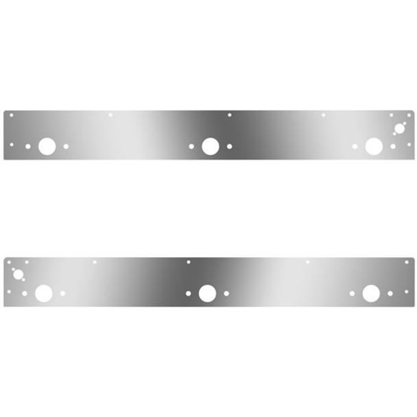 Stainless Steel Day Cab Panels W/ 6 P1 Light Holes, Dual Step Lights For Kenworth T800, W900