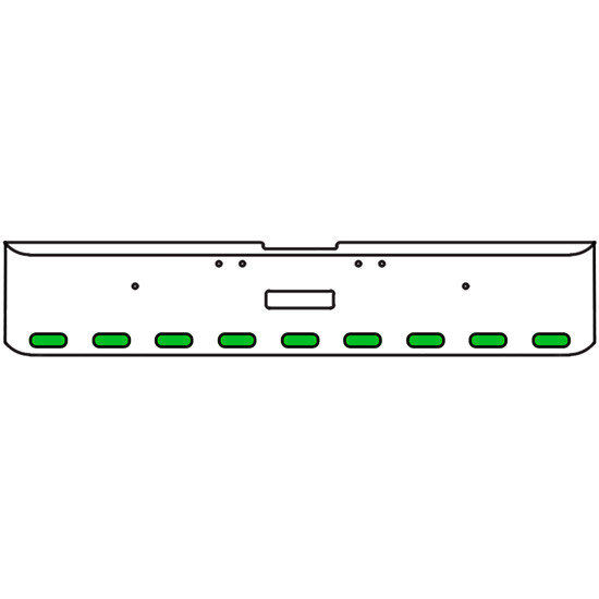 22 Inch Chrome Texas Rolled End Bumper Kit With Center Tow Hole And 9 Oval Amber-Green Dual Revolution Lights With Visors For Freightliner Classic 120, 132 Xl 2002 - 2007