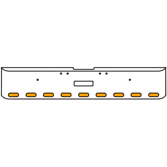 22 Inch Chrome Texas Rolled End Bumper Kit With Center Tow Hole And 9 Oval Amber-Clear Mirage Lights For Freightliner Classic 120, 132 Xl 2002 - 2007