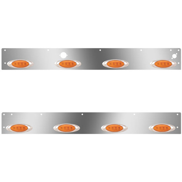 S.S. Day Cab Panels W/ 8 P1 Amber/Amber LEDs, Block Heater Plug , Step Light Hole For Kenworth T800, W900