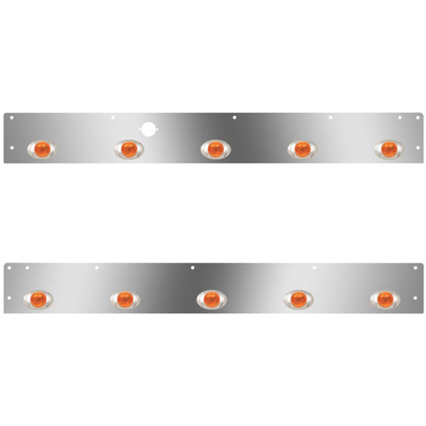 Stainless Steel Day Cab Panels W/ 10 P3 Amber/Amber LEDs, Block Heater Plug Hole For Kenworth T800, W900