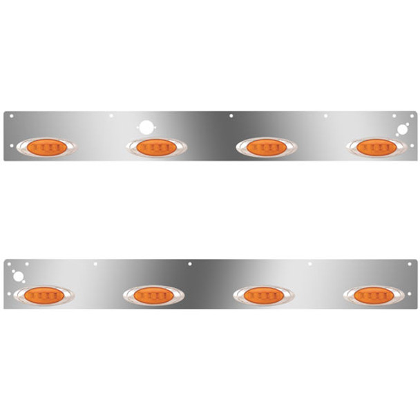 S.S. Day Cab Panels W/ 8 P1 Amber/Amber LEDs, Block Heater Plug Hole, Dual Step Lights For Kenworth T800, W900