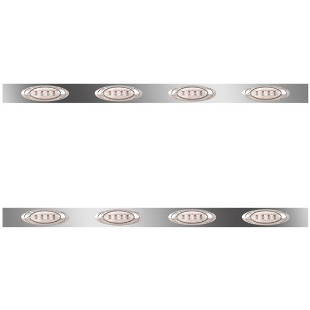 62 Inch Stainless Steel Sleeper Panels W/ 8 P1 Amber/Clear LEDs For Kenworth T660, T800, W900