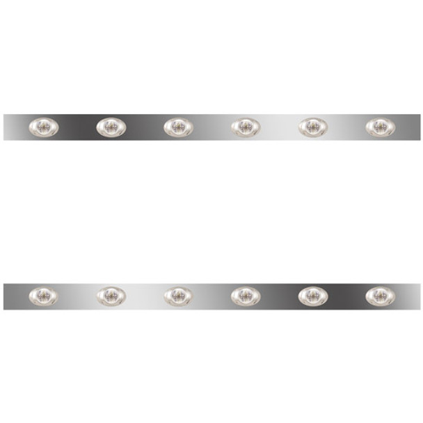 62 Inch Stainless Steel Sleeper Panels W/ 12 P3 Amber/Clear LEDs For Kenworth T660, T800, W900