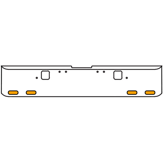 18 Inch Chrome Texas Square Rolled End Bumper With Hook Holes, 4 Ovals Amber/Amber Mirage Lights With Visors For Freightliner Classic 120, 132 Xl