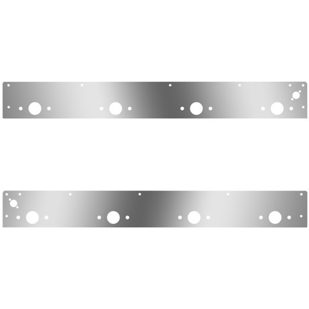 Stainless Steel Day Cab Panels W/ 8 P1 Light Holes, Dual Step Lights For Kenworth T800, W900
