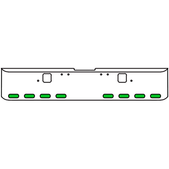 18 Inch Chrome Texas Square Rolled End Bumper With Hook Holes, 8 Ovals Amber/Green Dual Revolution Lights For Freightliner Classic 120, 132 Xl