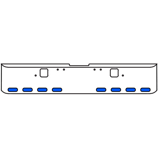 18 Inch Chrome Texas Square Rolled End Bumper With Hook Holes, 8 Ovals Amber/Blue Dual Revolution Lights For Freightliner Classic 120, 132 Xl