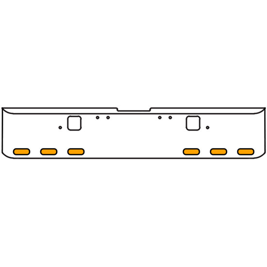 18 Inch Chrome Texas Square Rolled End Bumper With Hook Holes, 6 Ovals Amber/Clear Mirage Lights For Freightliner Classic 120, 132 Xl