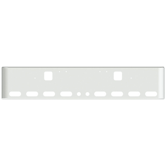 20 Inch Chrome Texas Rolled End Bumper With Hook, 8 Oval And 2 - 2 Inch Light Holes For Freightliner Classic 2002-2007