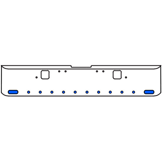 20 Inch Chrome Texas Square Rolled End Bumper Kit With Hook Holes, 2 Oval-10 Round 2 Inch Amber-Blue Dual Revolution Lights Without Visor For Freightliner Classic 120/132 Xl